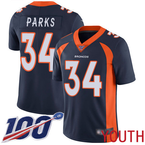 Youth Denver Broncos #34 Will Parks Navy Blue Alternate Vapor Untouchable Limited Player 100th Season Football NFL Jersey->youth nfl jersey->Youth Jersey